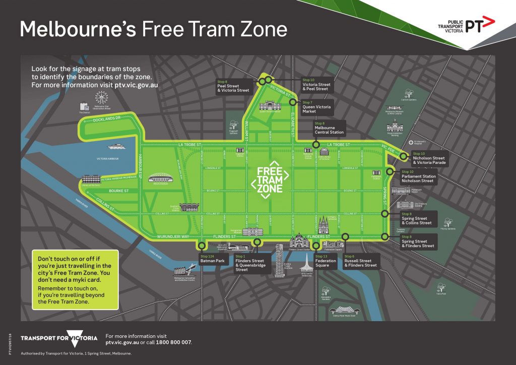 Melbourne's Free Tram Zone map