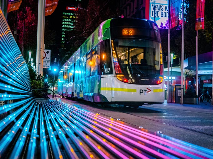 Tram Melbourne Night